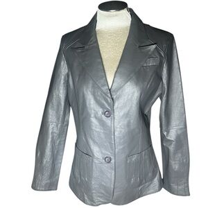 Metrostyle Women's 100% leather Gray Blazer jacket women’s 12